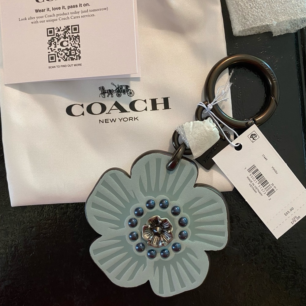 Coach Tea Rose Floral Bag Charm